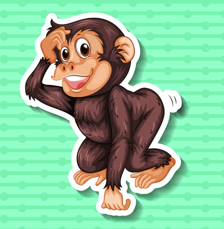 Closeup happy monkey on green backgroundのイラスト素材