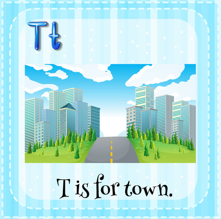 Flashcard letter T is for townのイラスト素材