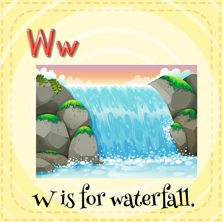 Flashcard letter W is for waterfallのイラスト素材