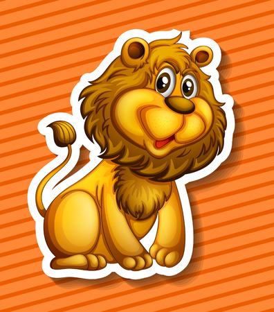 Closeup cute lion on orange backgroundのイラスト素材