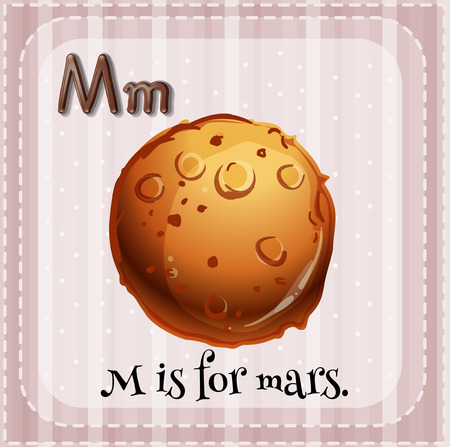 Flashcard of letter M and a picture of Marsのイラスト素材