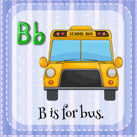 Letter B flashcard with picture of a school busのイラスト素材
