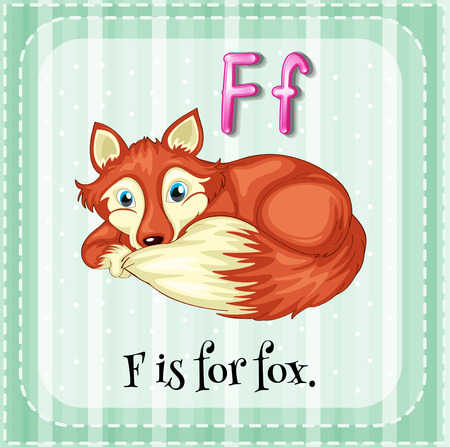 Flashcard of a letter F is a picture of a foxのイラスト素材