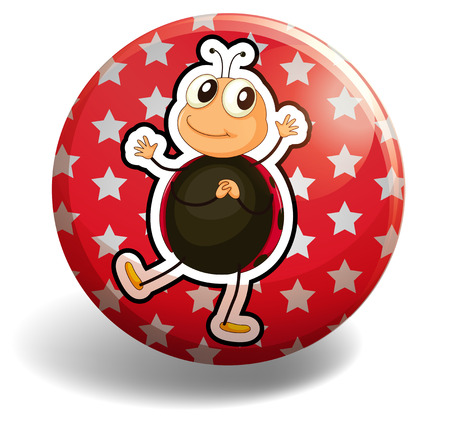 Round badge with beetle on star backgroundのイラスト素材