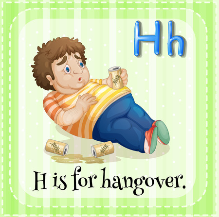 Flashcard letter H is for hangoverのイラスト素材