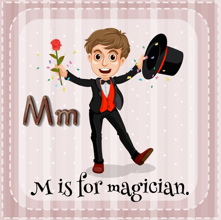 Flashcard letter M is for magicianのイラスト素材