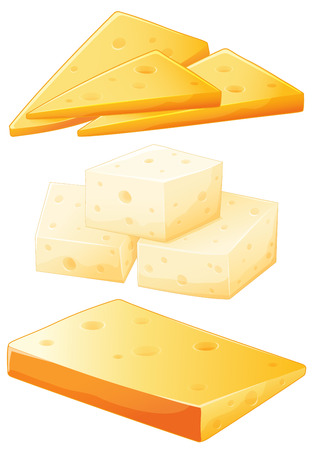 Three different kind of delicious cheeseのイラスト素材