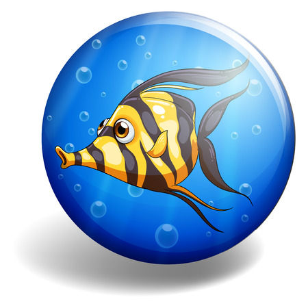 Yellow striped fish swimming under waterのイラスト素材