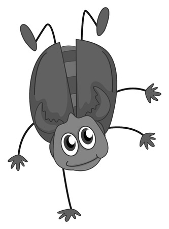Single beetle doing one hand standingのイラスト素材