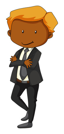 Poster of a man in a bussiness attire standing with arm crossedのイラスト素材