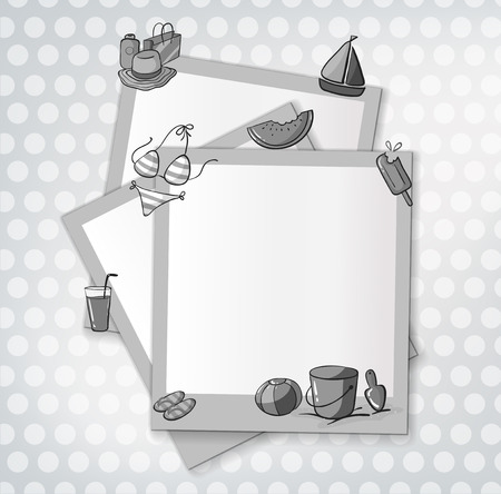 Blank sign with beach objects designのイラスト素材