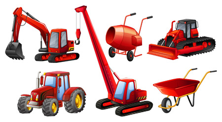 Different kind of tractors and construction equipmentsのイラスト素材