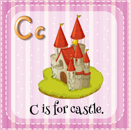 Flashcard of alphabet C is for castleのイラスト素材
