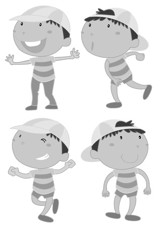 Set of little boy in different actionsのイラスト素材