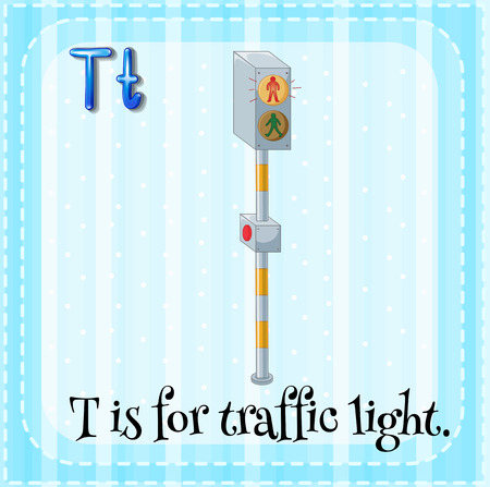 Flashcard of letter T is for traffic lightのイラスト素材