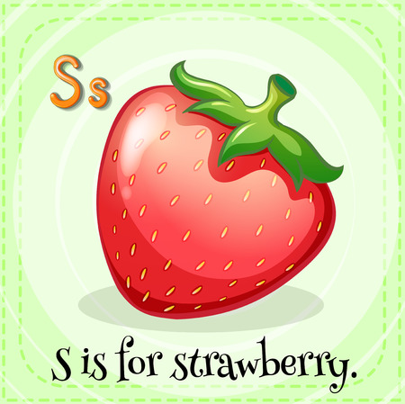 Flashcard of alphabet S is for strawberryのイラスト素材