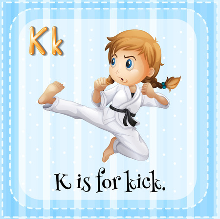 Flashcard of K is for kick illustrationのイラスト素材