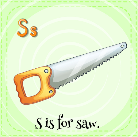 Flashcard letter S is for saw illustrationのイラスト素材