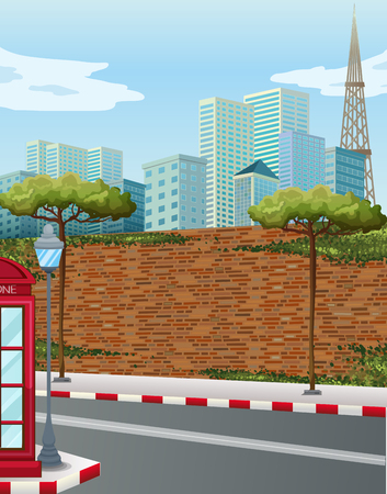 Street corner in the city illustrationのイラスト素材
