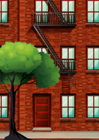 Fire escape on the apartment building illustrationのイラスト素材