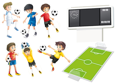 Football players and field illustrationのイラスト素材