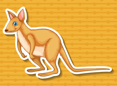 Sticker of kangaroo on yellow background illustrationのイラスト素材