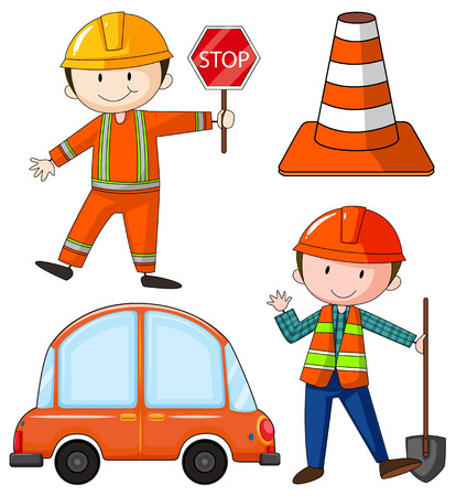 Flashcard of construction theme illustrationのイラスト素材