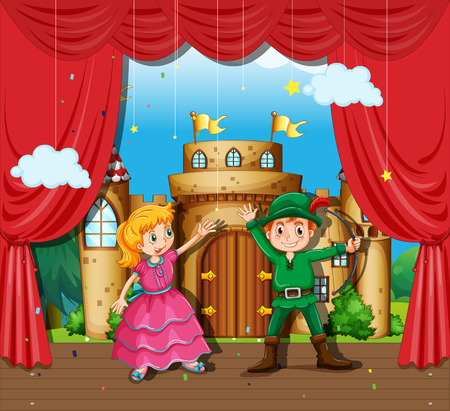 Children doing stage play illustrationのイラスト素材