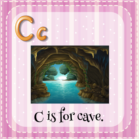 Flashcard letter C is for cave illustrationのイラスト素材