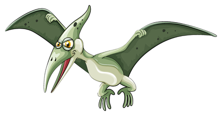Flying dinosaur on white illustrationのイラスト素材