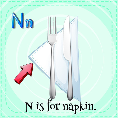 Flashcard alphabet N is for napkin illustrationのイラスト素材
