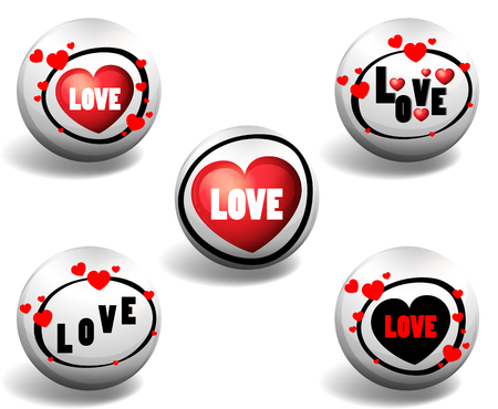 Love button in different designs illustrationのイラスト素材