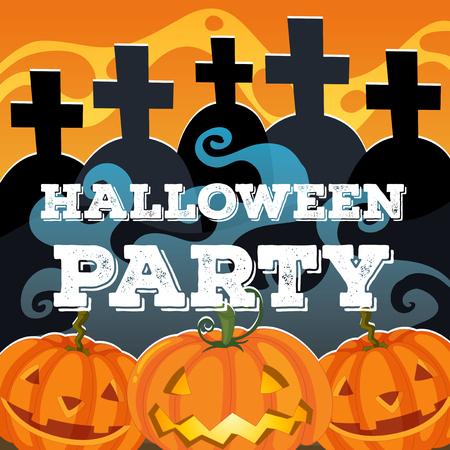 Halloween theme with jack-o-lantern illustrationのイラスト素材