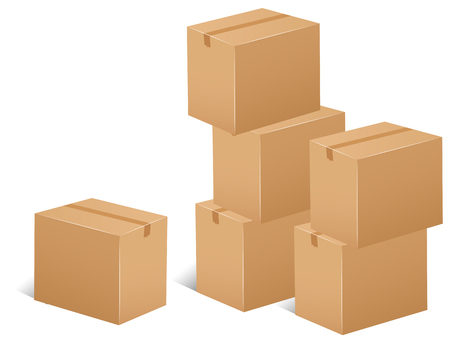 Stack of cardboard boxes illustrationのイラスト素材