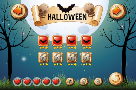 Game template with halloween theme illustrationのイラスト素材
