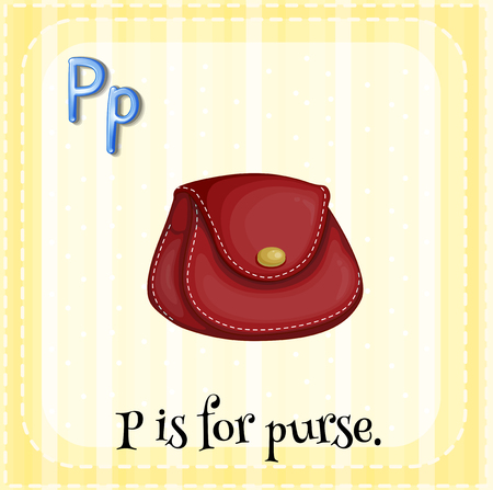 Flashcard letter P is for purse illustrationのイラスト素材