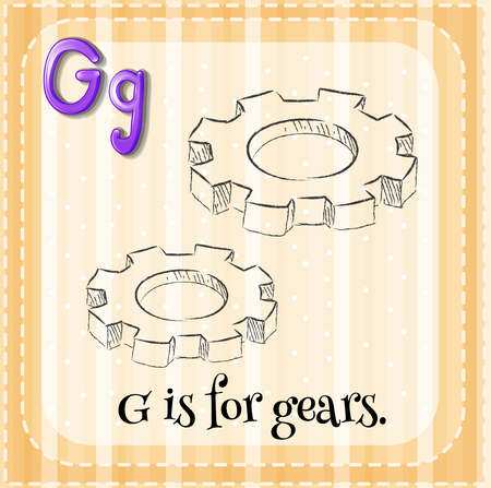 Flashcard letter G is for gears illustrationのイラスト素材