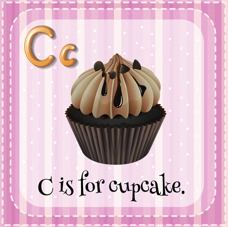 Flashcard letter C is for cupcake illustrationのイラスト素材
