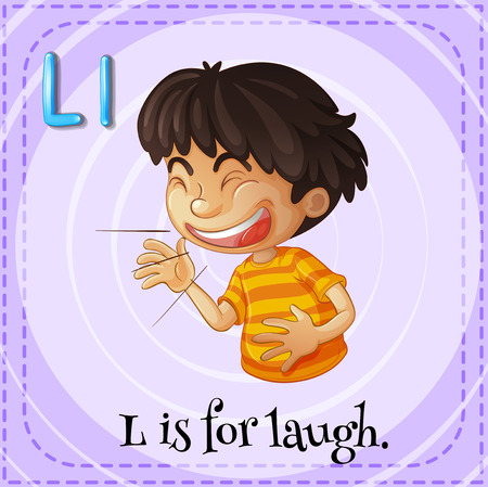 Flashcard letter L is for laugh illustrationのイラスト素材