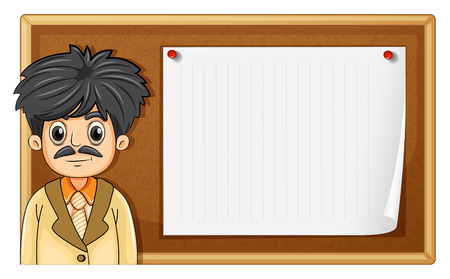 Male teacher standing in front of board illustrationのイラスト素材