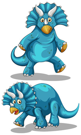 Blue dinosaur with horns illustrationのイラスト素材