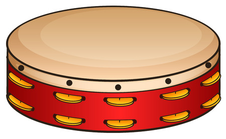 Red tambourine on white illustrationのイラスト素材