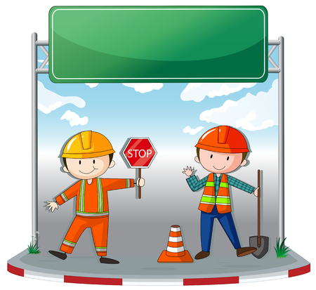 Construction workers at site illustrationのイラスト素材