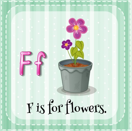 Flashcard letter F is for flowers illustrationのイラスト素材