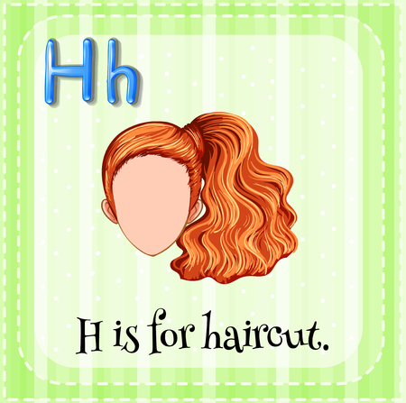 Flashcard letter H is for haircut illustrationのイラスト素材