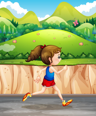 Woman running in the park illustrationのイラスト素材