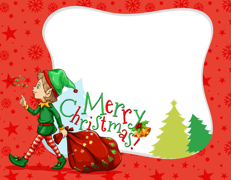 Christmas theme design with elf and bag illustrationのイラスト素材