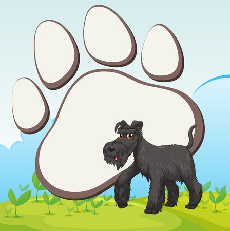 Border design with dog and footprint illustrationのイラスト素材