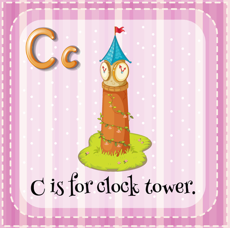 Flashcard C is for clock tower illustrationのイラスト素材