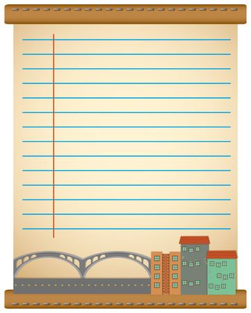 Line paper design with city view illustrationのイラスト素材